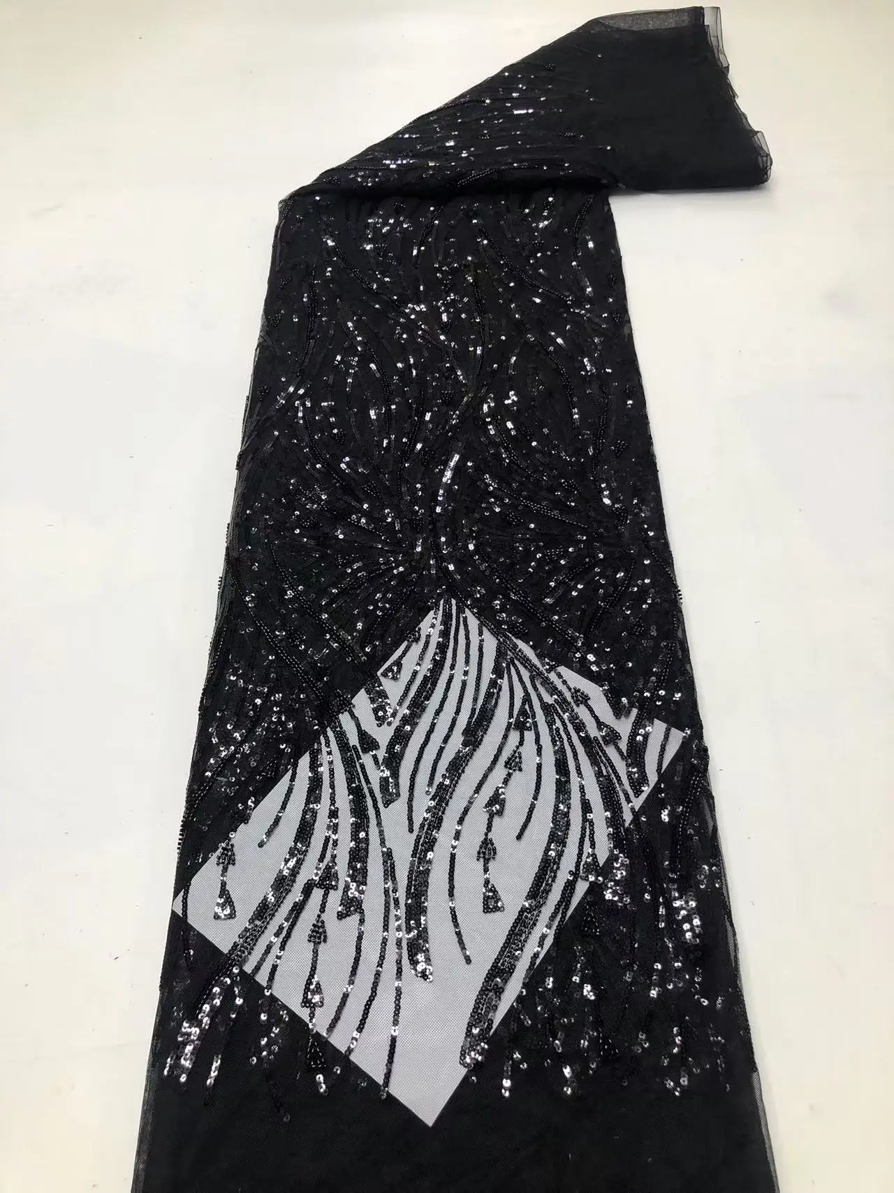 

Черное роскошное африканское кружево с пайетками 2026, высококачественная ткань для свадебного платья жениха в нигерийском стиле, вышивка, французский тюль для шитья