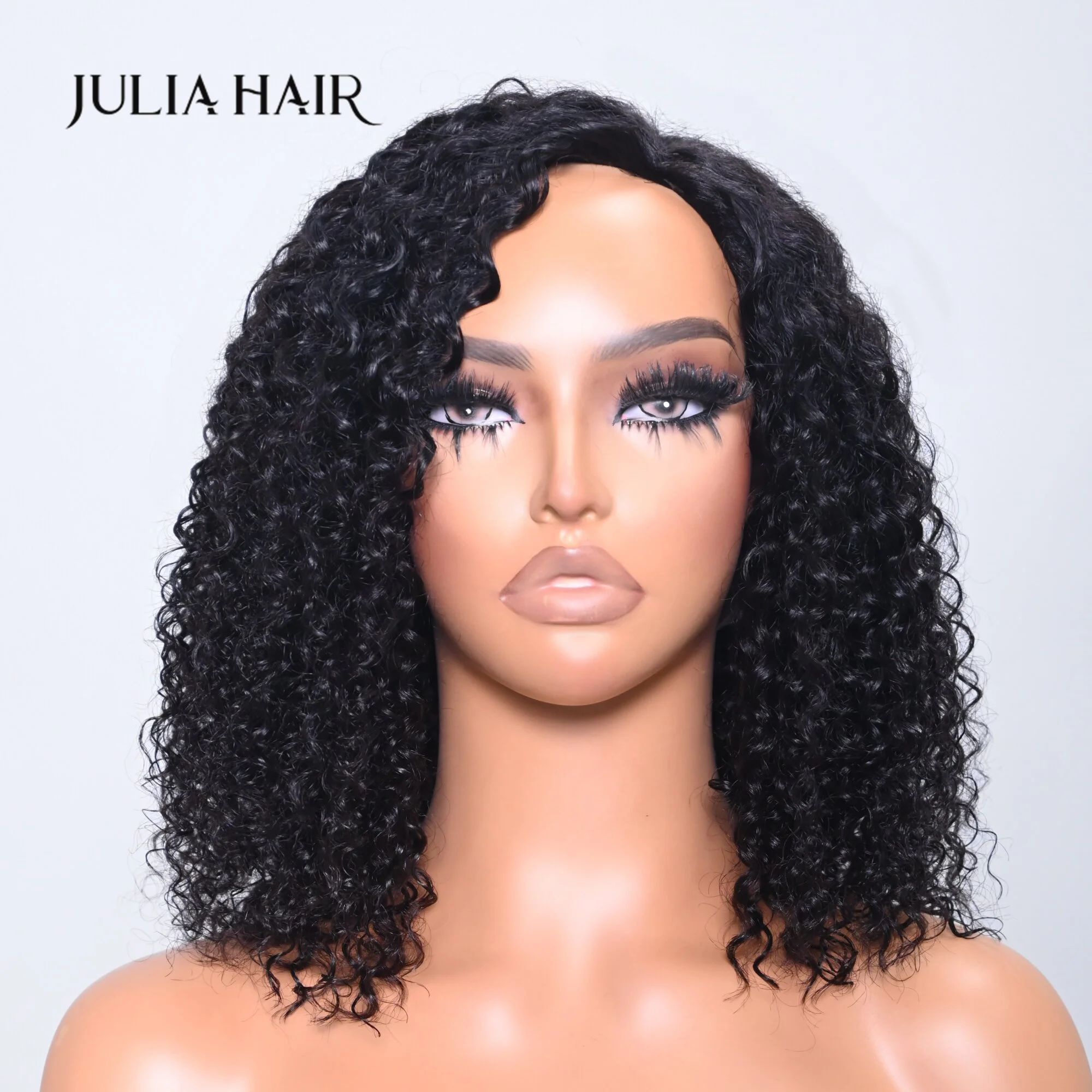 

Julia Human Hair 2.75x0.5 Side Part Lace Bob Wig 150% Density Natural Color Jerry Curly Human Hair Wig Flash Sale For Women