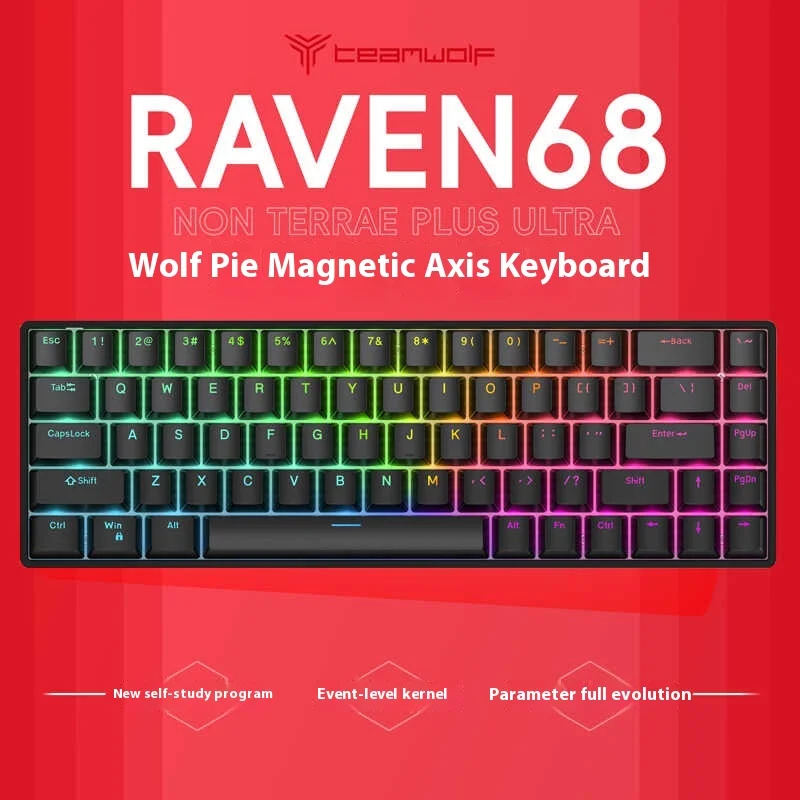 Teamwolf Raven68 Magnetic Switch Gamer Keyboard Wired 68keys Mechanical Keyboards Quick Trigger Hot Swap Rgb Fps Gaming Keyboard