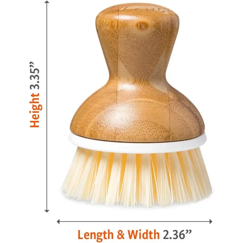 

Bubble Up Bamboo Dish Brush–Family Safe Formaldehyde-Free Ergonomic Palm Scrubber with Handle for Kitchen Cleaning