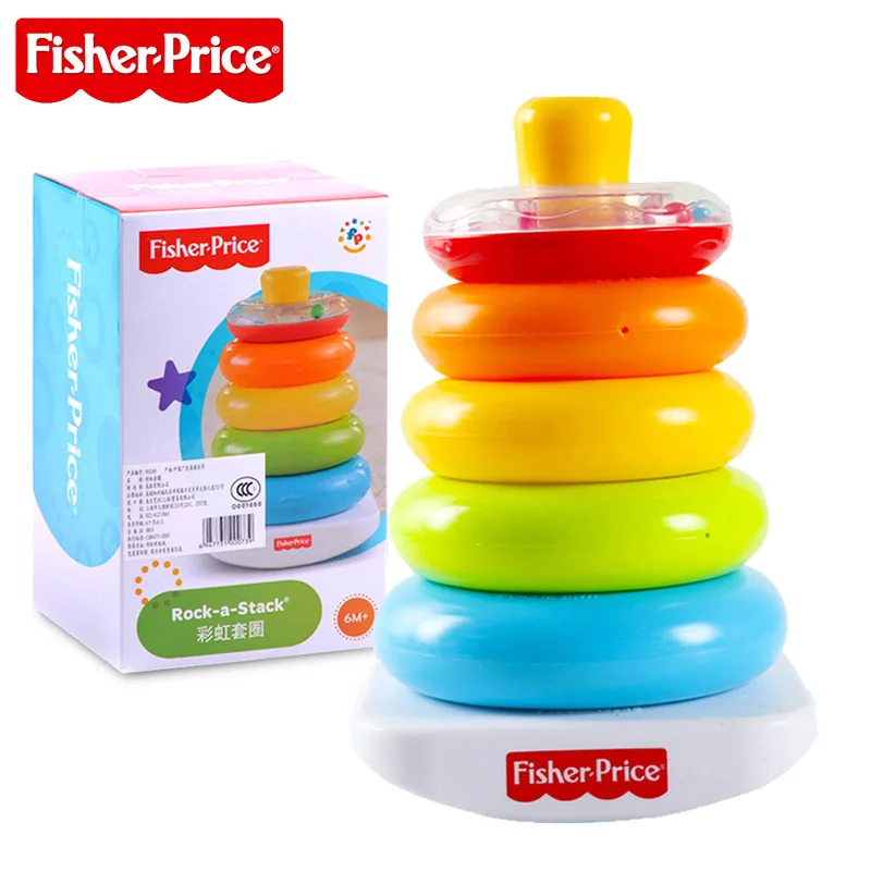 Fisher-Price Brilliant Basics Stack & Roll Cups Children Educational Toy Pierwsze Klocki Malucha K7166 For Kid Birthday Gift