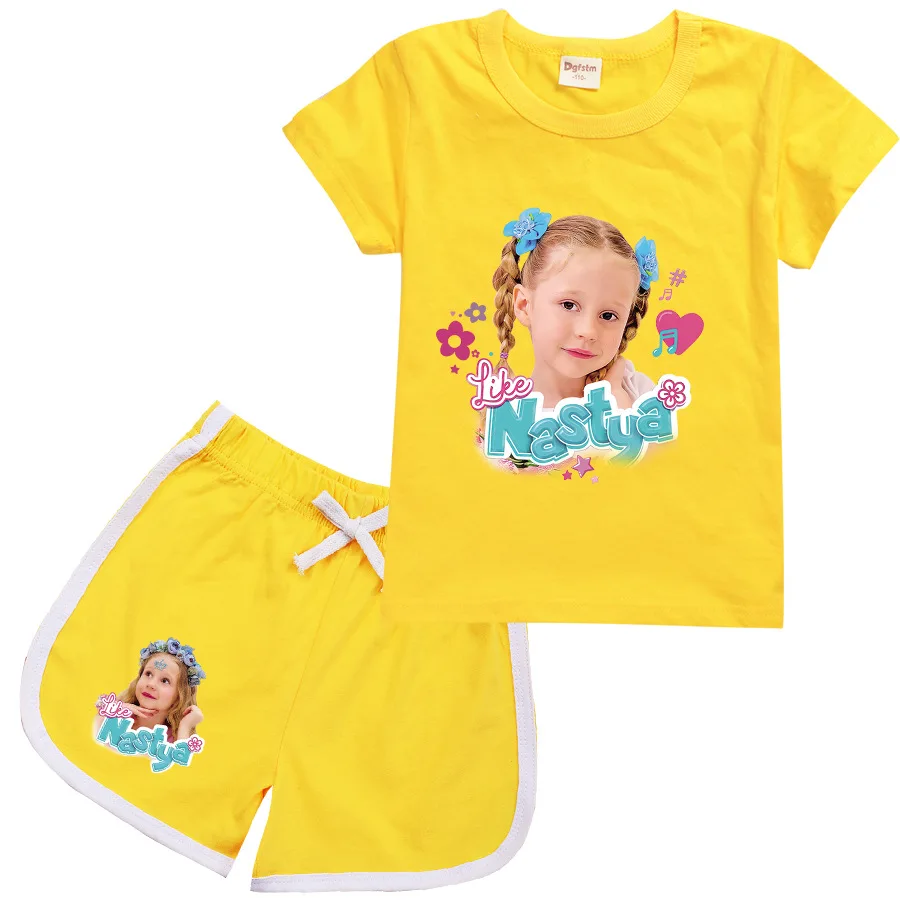 Lovely Like Nastya T Shirt Kids Summer Short Sleeve T-shirt and Shorts 2pcs Sets Toddler Girls Outfits Children Casual Sportsuit