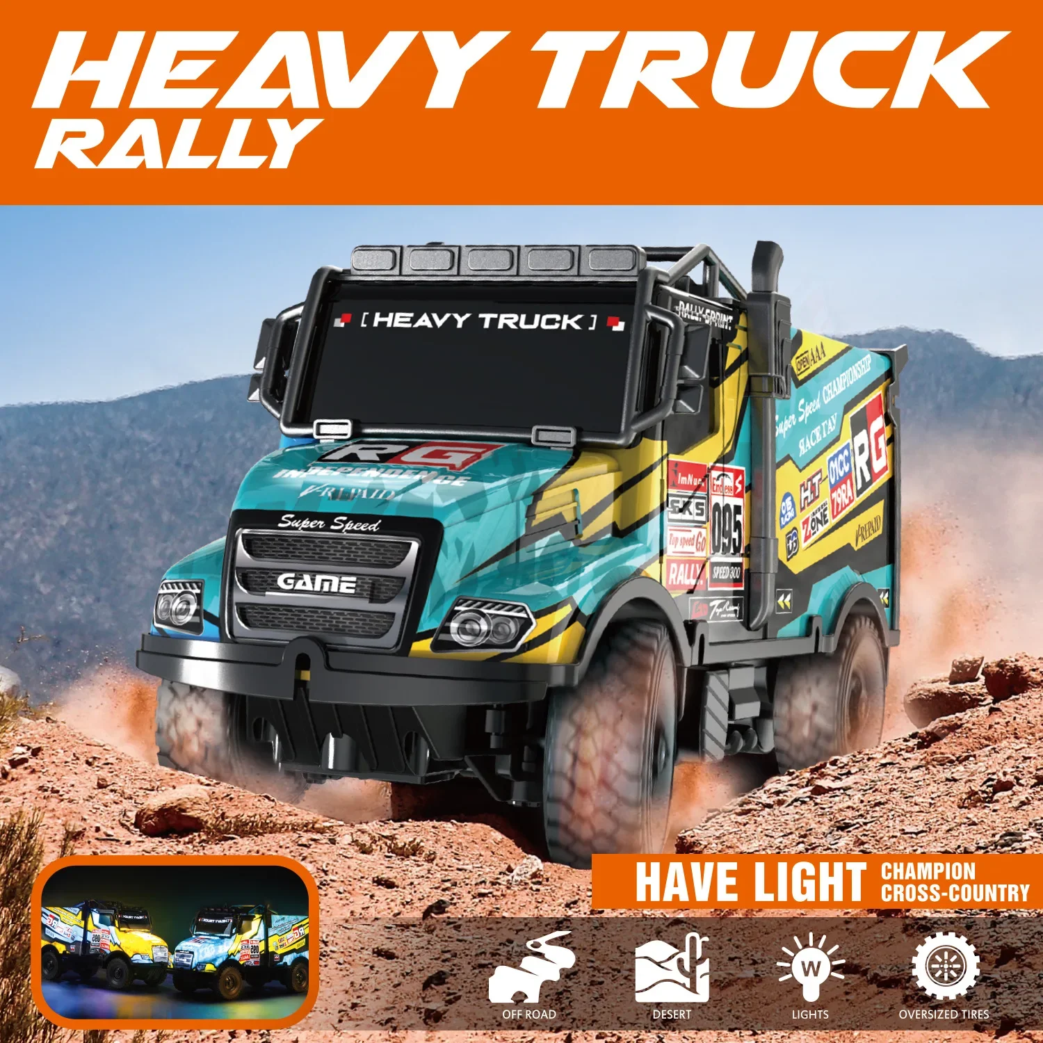 รถบรรทุกบังคับวิทยุ 1/35 รุ่น Heavy Duty Rally Car ขับเคลื่อน 4 ล้อ ปีนป่าย วิ่งออฟโรด ดริฟท์ บั๊กกี้ รถแข่งไฟฟ้า ของขวัญวันเกิดสำหรับเด็ก