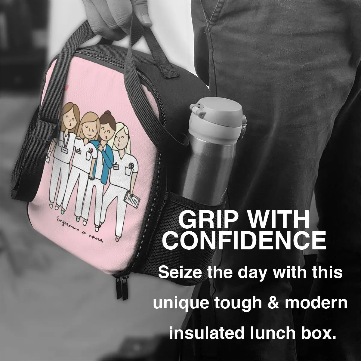 Cartoon Dames Verpleegkundige Arts Bedrukte Draagbare Lunchbox Voor Vrouwen Lekvrij Thermisch Koeler Voedsel Geïsoleerde Lunchtas Kantoorwerk