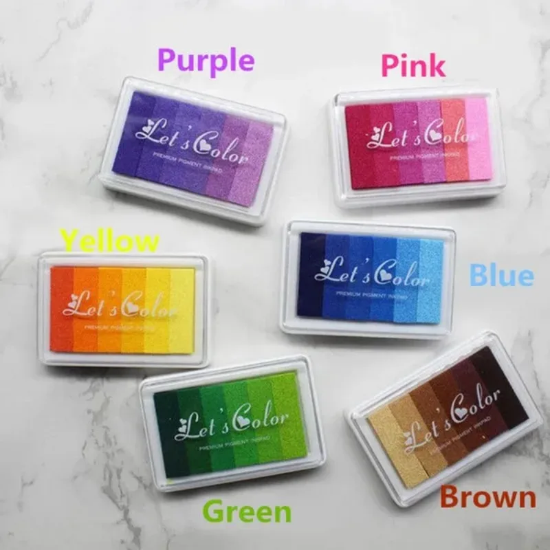 1 Pc DIY Six-color Gradient Stamp Pad Finger Print Painting Seal Ink Pad