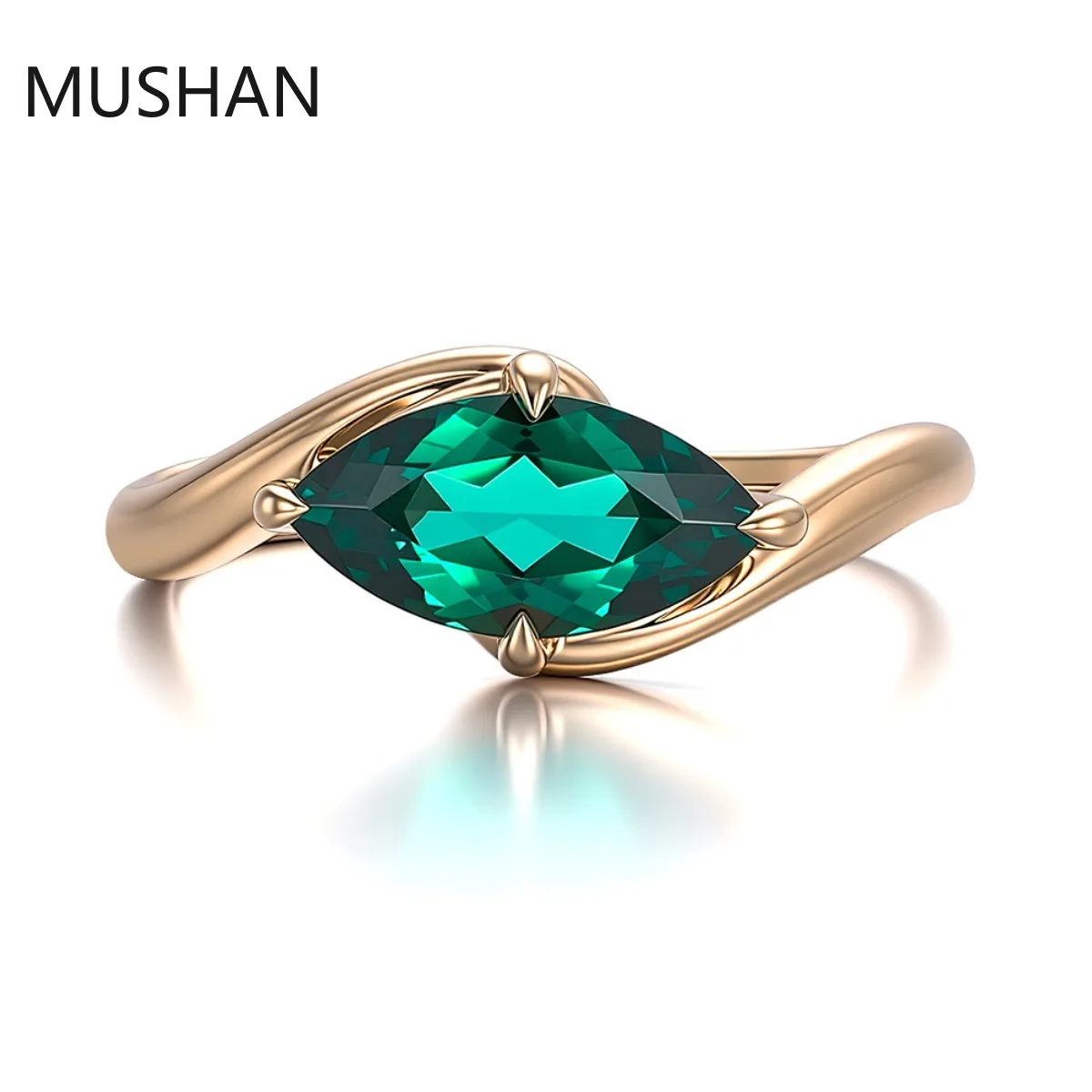 MUSHAN Luxury Custom 14K 18K Gold Rings Band Jewelry With Moissanite Diamond Lab Grown Gemstones Diamond Wedding Ring For Women view 2