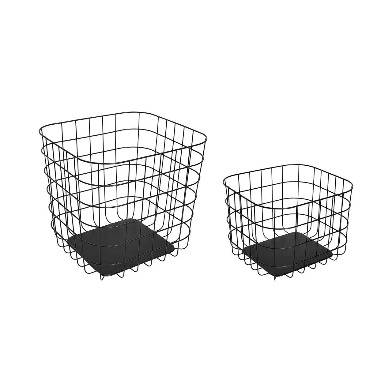 2-Pack (12-in W x 12.2-in H x 12.2-in D) Black Steel Stackable Basket Metal Storage Basket for Home