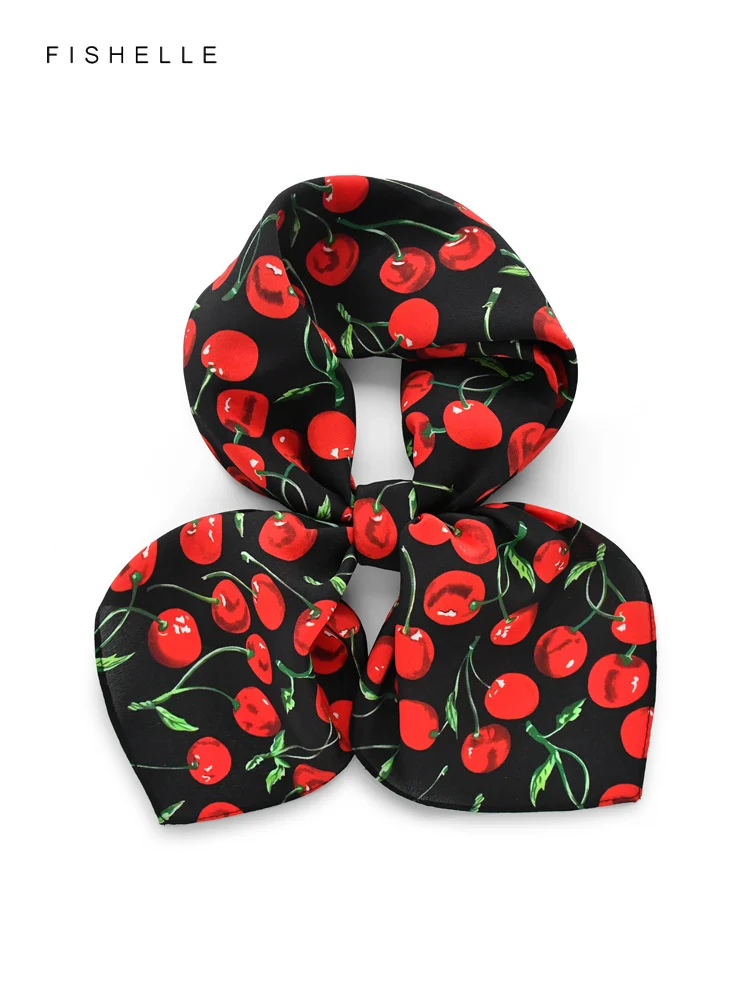 

Black cherry 100% natural silk scarf crepe de chine women scarves wrap shawl tie bag handkerchief luxury gift headband