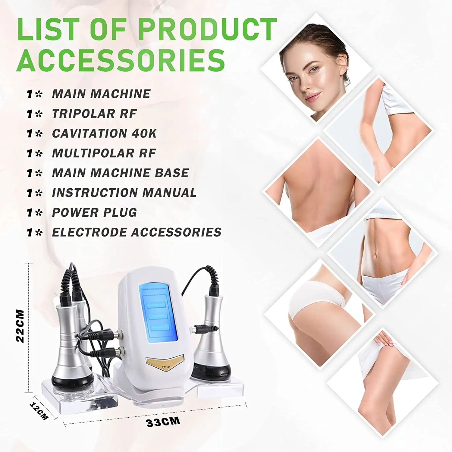 40K Cavitation Ultrasonic Body Slimming Machine RF Multi-Polar Radio Frequency Skin Care Lift Tighten Anti-wrinkle Beauty Device