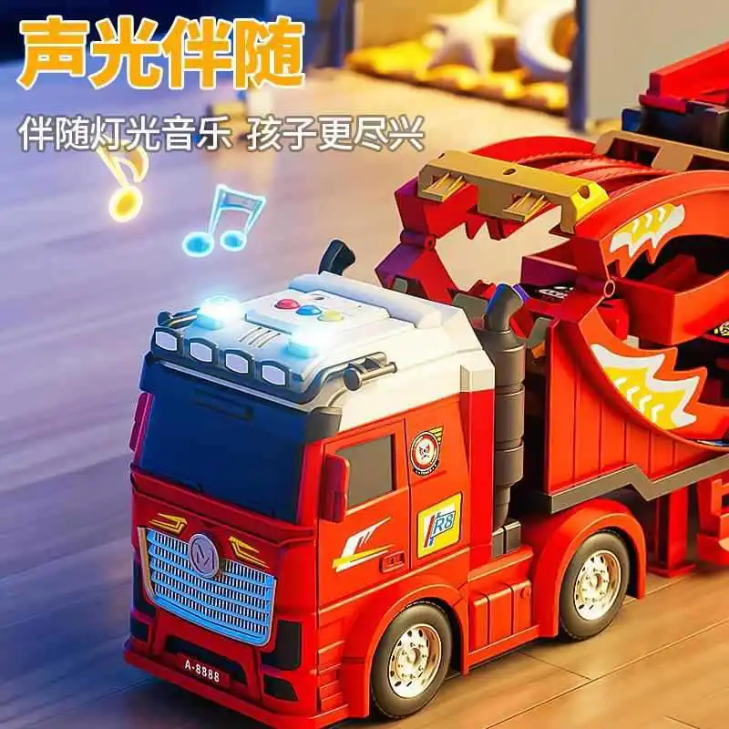 Spielzeugauto für Jungen, Aufbewahrungsbehälter aus Legierung für Kinder, technischer LKW, verformter großer LKW, Schienenkatapultwagen, Alter 3 bis 6 Jahre