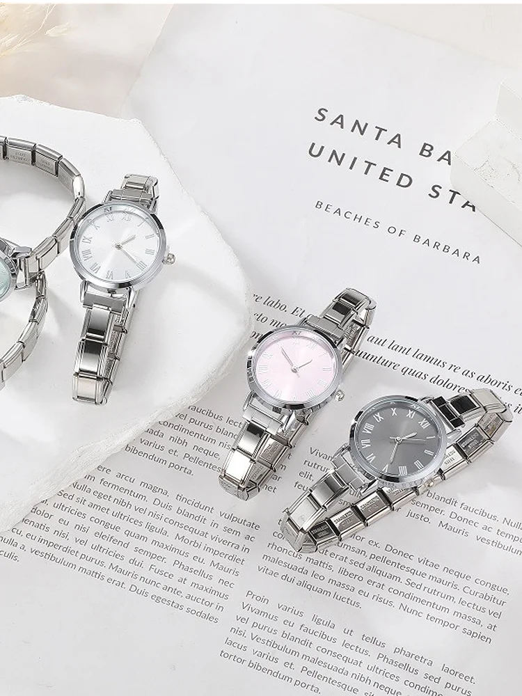 Connecteur de montre de mode en acier inoxydable, lien de charme italien de 9MM, en-tête de montre carrée pour femmes, Bracelet de liaison, bijoux à bricoler soi-même, cadeau