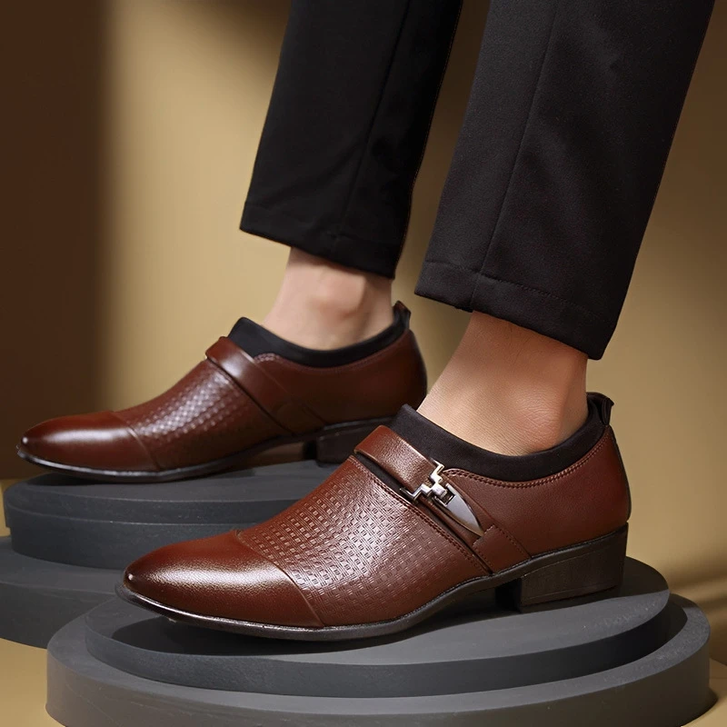 Men's New Business Casual Large Men's Shoes British Korean Round Head Leather Shoes Extra Large Men's Shoes