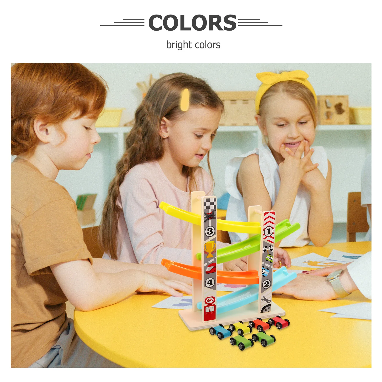 

1 set Rail Glider Track Car Gliding For Kids Children Early Educational Plaything Multi-Angle Acceleration Smooth Sliding Wooden