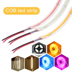 DC5V 12V COB LED Strip Light 5mm 8mm 320LEDs/m RA90 Adhesive COB Light Warm White Natural White Red Blue Green for Home Decor