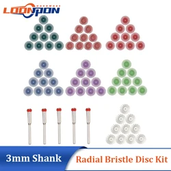 Cepillo de disco de cerdas radiales, juego de discos de cerdas abrasivas de 75 piezas, 1 pulgada, vástago de 1/8 pulgadas, para madera, joyería, molde, pulido, grano mixto
