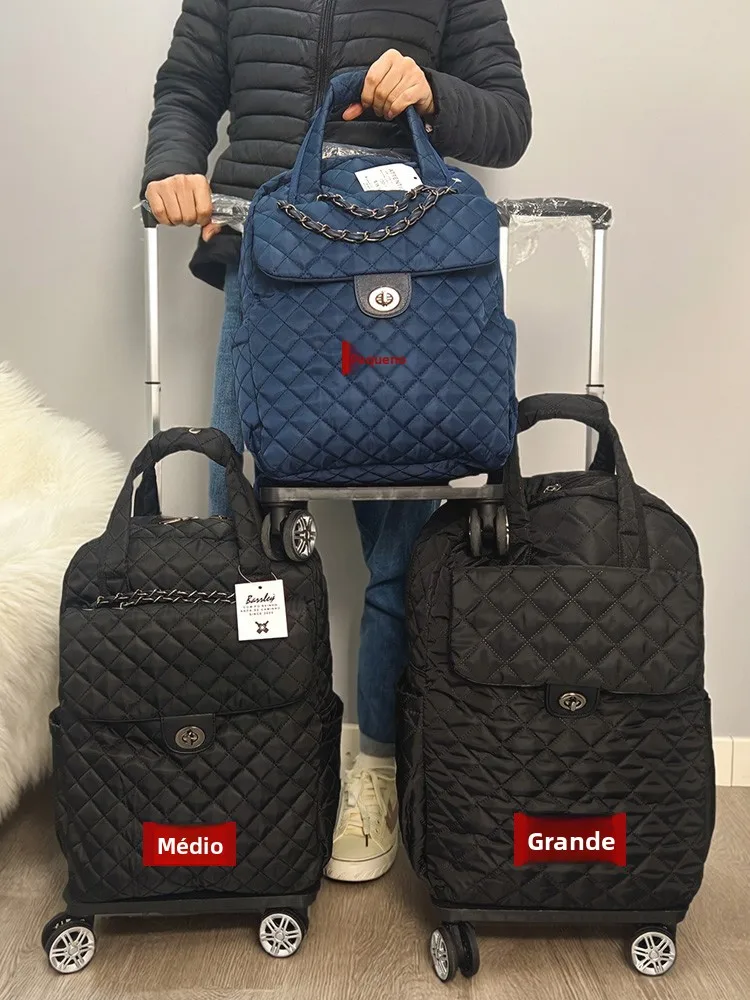 oxford-fabric-travel-bag-large-capacity-waterproof-double-shoulder-bag-luggage-backpack-with-pull-rod-fashionable-trendy-style