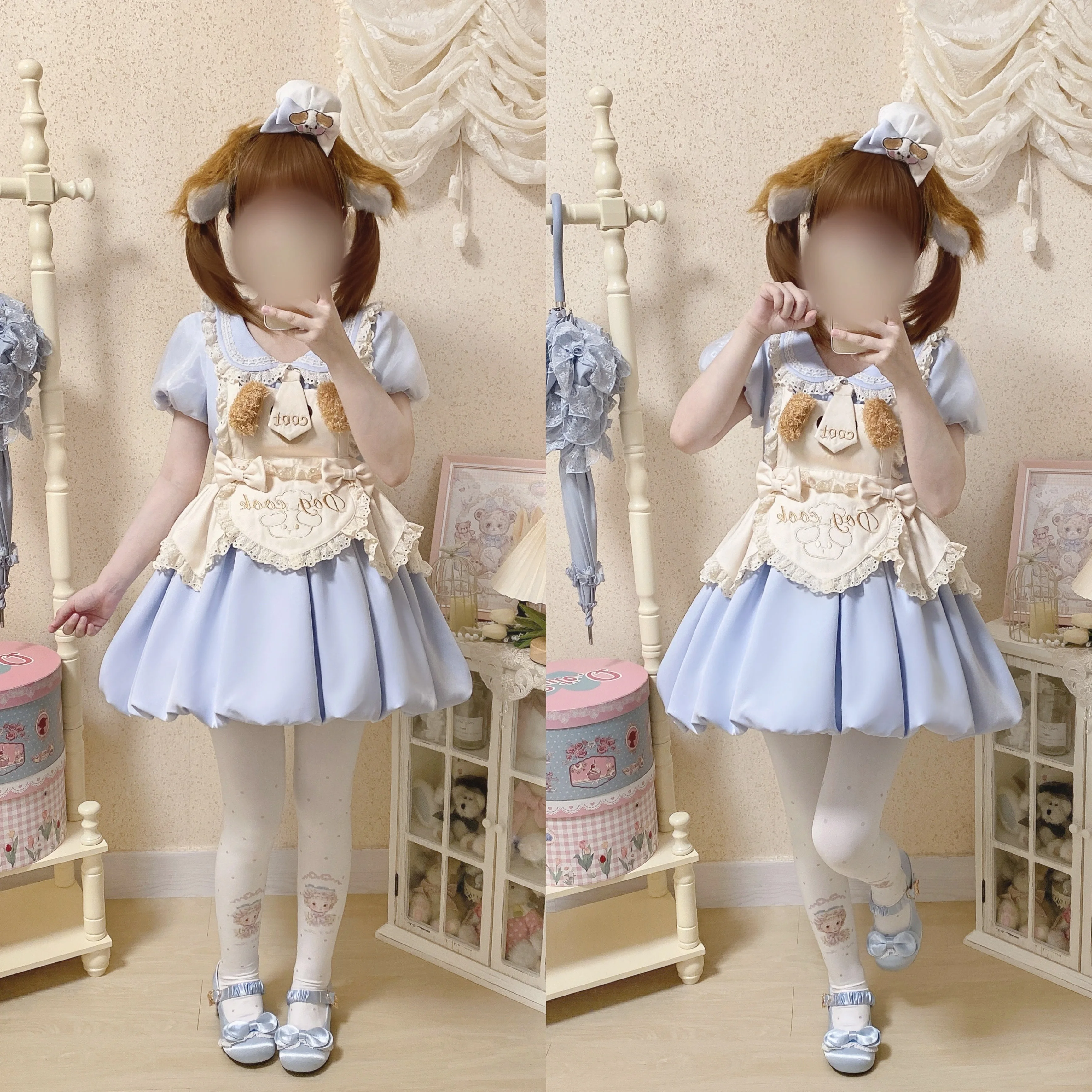 Harajuku New Original Product-puppy Chef-small Cute Lolita Outfit Sweet Girl Daily Dating Clothes Op Dress Suit Gift For Friends