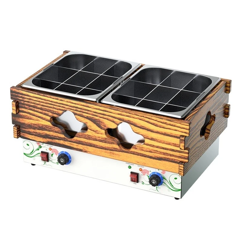 Oden cooking machine commercial electric double cylinder lattice pot cooking stove string incense equipment Malatang pot stall