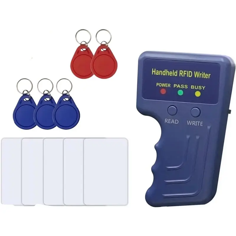 [LXYA68Z!] Комплект для записи RFID-контрольных карт, копировщик ID 125 кГц, портативный дубликатор ID и AWID + 5 белых карт + 5 перезаписываемых брелоков