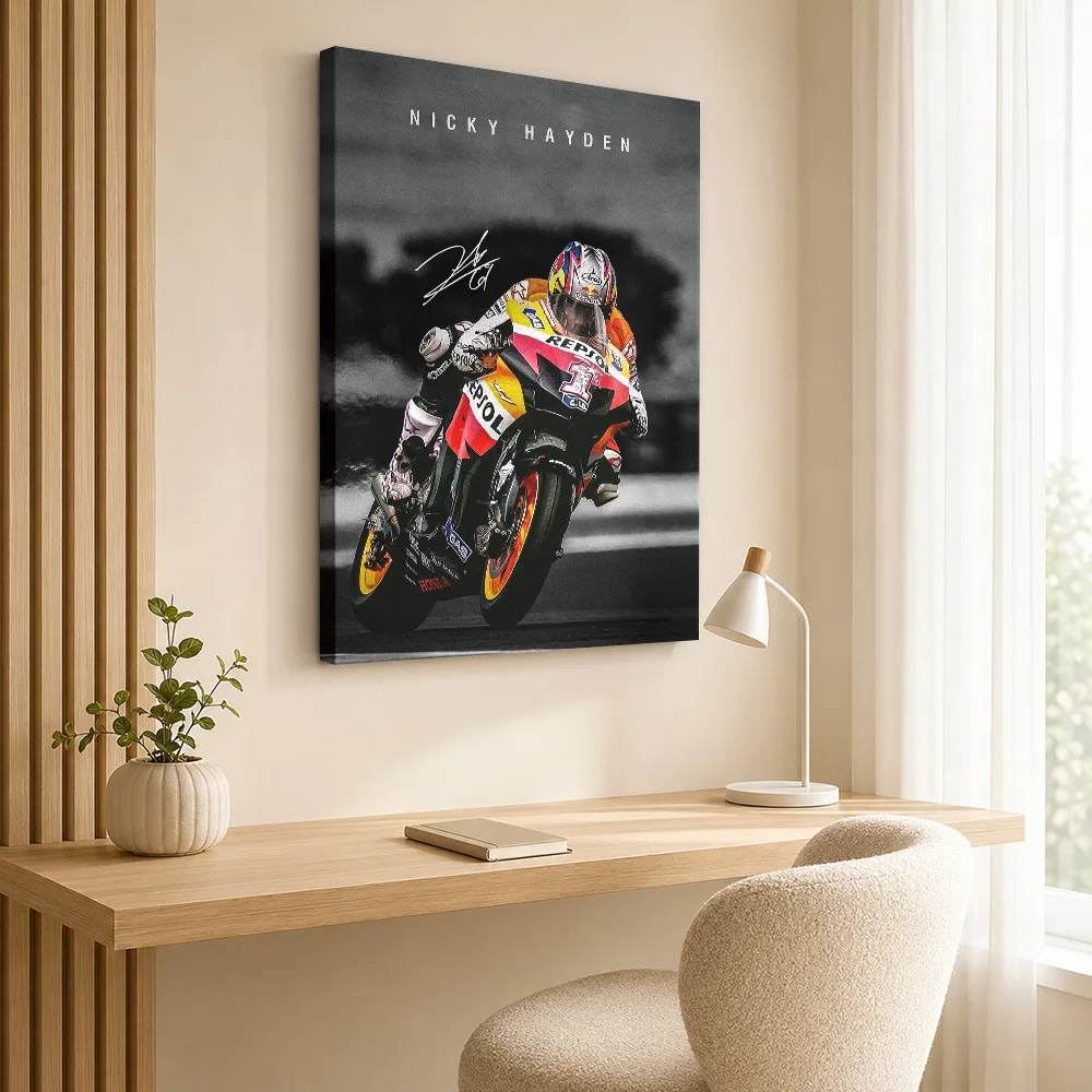 Nicky Hayden MotoGP Canvas Painting Poster Custom Modern Aesthetic Canvas Wall Art for Living Room Bedroom Decor Ready to Hang