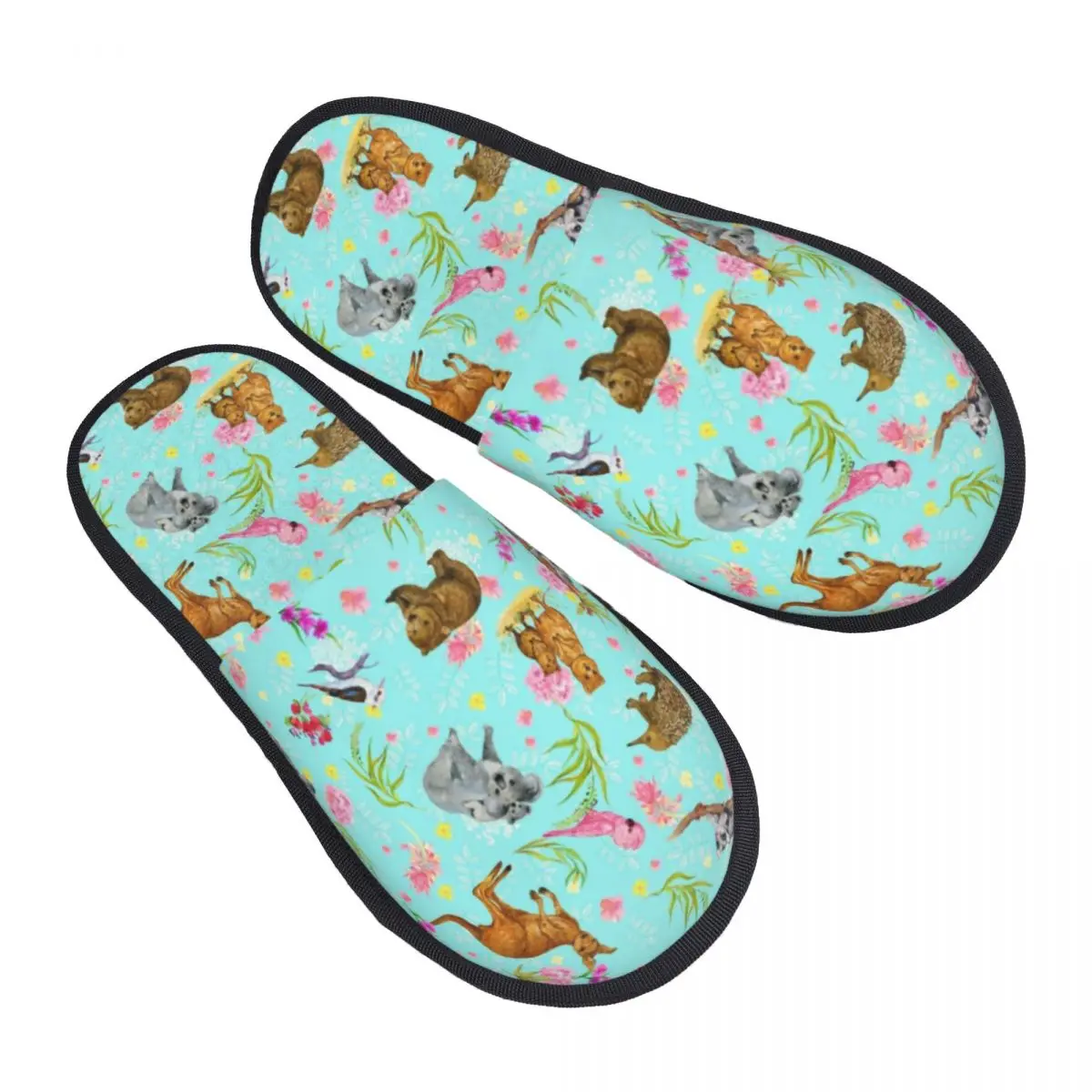 Custom Australian Koala Flora House Slippers Women Comfy Memory Foam Kangaroo Slip On Spa Slipper Shoes