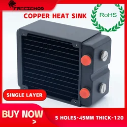FREEZEMOD TSRP-HP45-120 120mm PC Water Cooler Copper Radiator Double Layers 45MM Thick Copper Fins Five Holes G1/4 Heat Sink