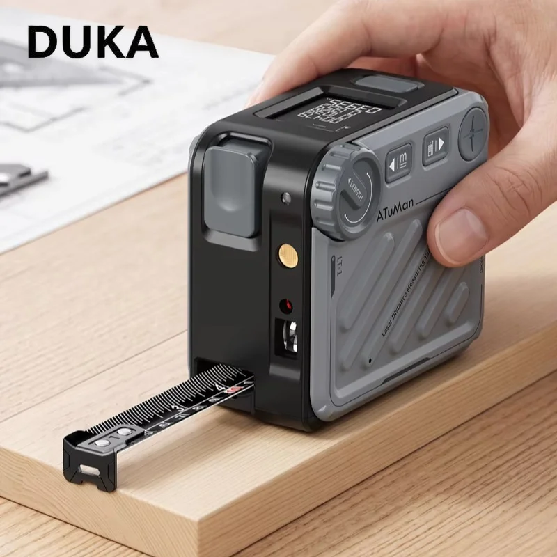 DUKA ATUMAN 3-in-1 Laser Tape Measure Digital Distance Meter Cross Line Laser High Precision Measuring Tool 50m Laser Distance