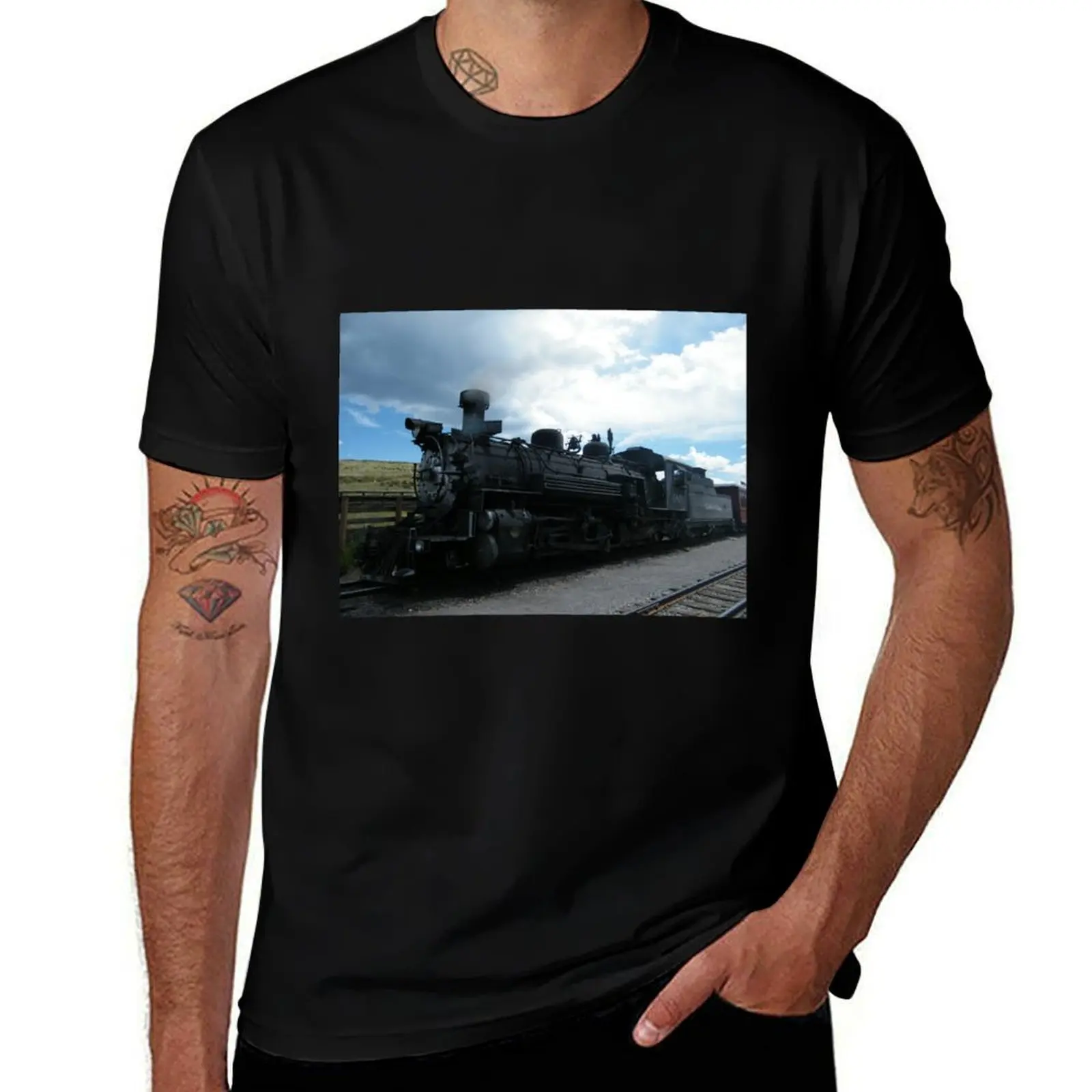 Classic Locomotive, Cumbres Toltec Narrow-Gauge Railroad, New Mexico T-Shirt Water Resistant Casual T-Shirt