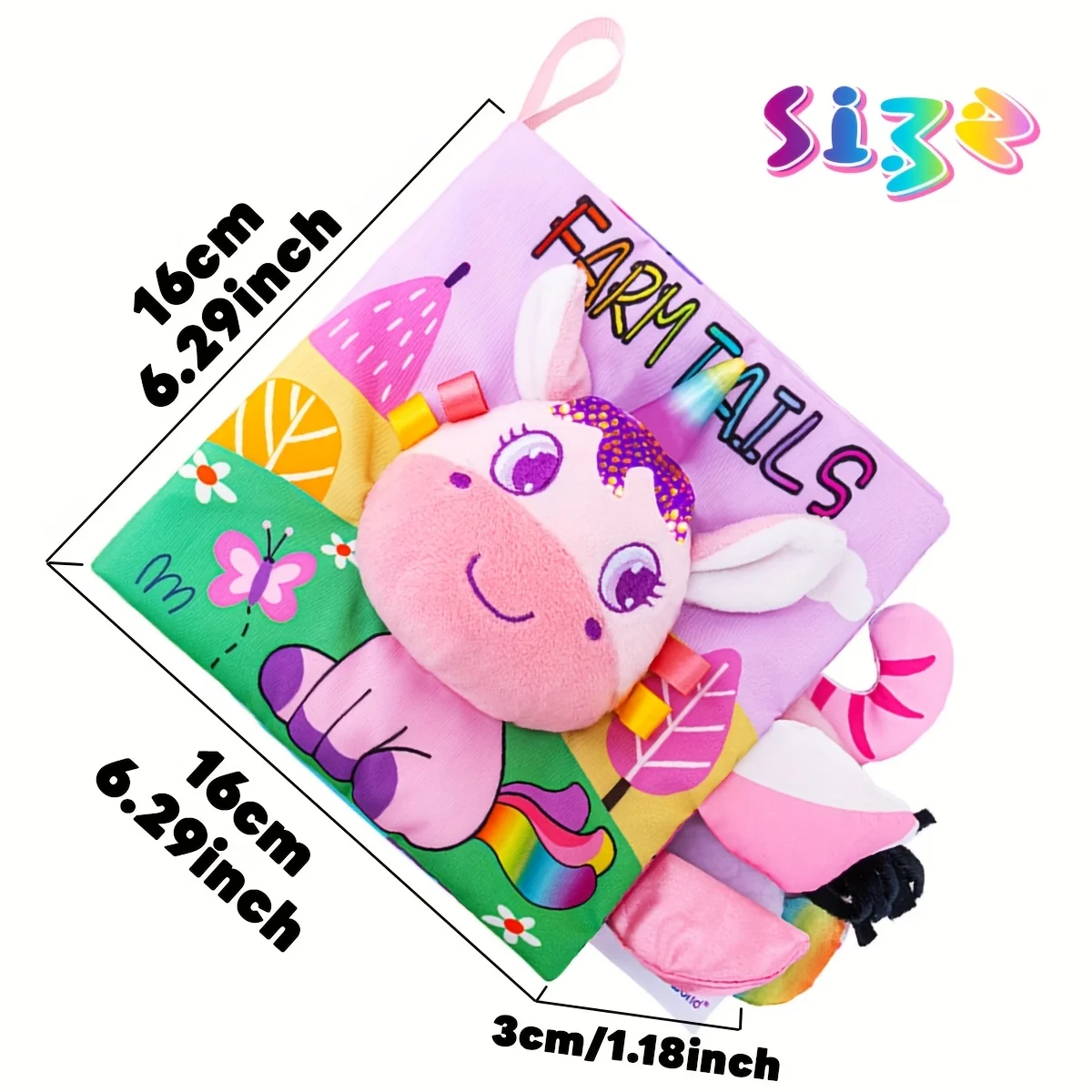 Doekboek met eenhoornstaart, verlichtingsdoekboek, cognitief speelgoed met aanraakfunctie voor vroeg onderwijs, interactieve kinderboeken