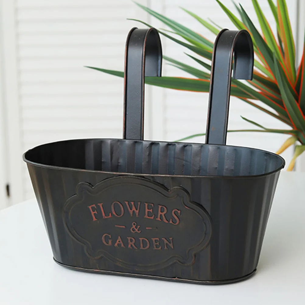 

Iron Wall Hanging Flower Pot Retro Metal Bucket Planter for Balcony Patio Garden Yard Railing Planter Plant Pot Holder