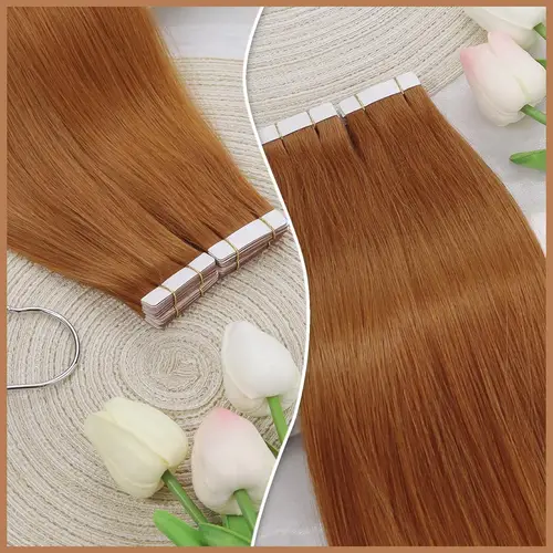 Imagen 2 del producto Extensiones de cabello con cinta adhesiva VeSunny Extensiones de cabello real de cobre Extensiones de cabello con cinta adhesiva Cabello humano real Cinta invisible
