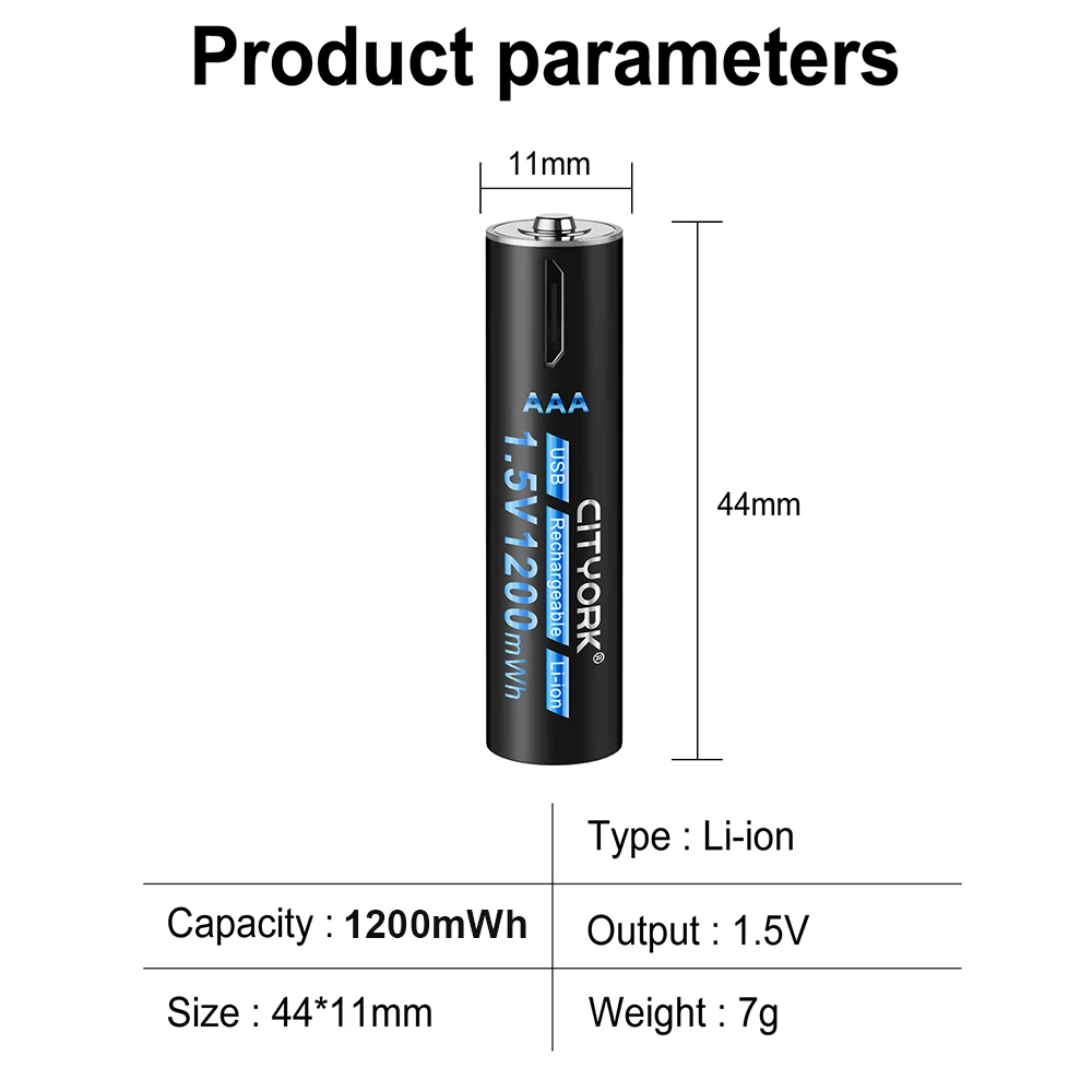 CITYORK 2-16 sztuk 1200mWh 1.5V akumulator litowo-jonowy AAA USB ładowanie bateria litowa AAA do myszy zegar odtwarzacz termometr