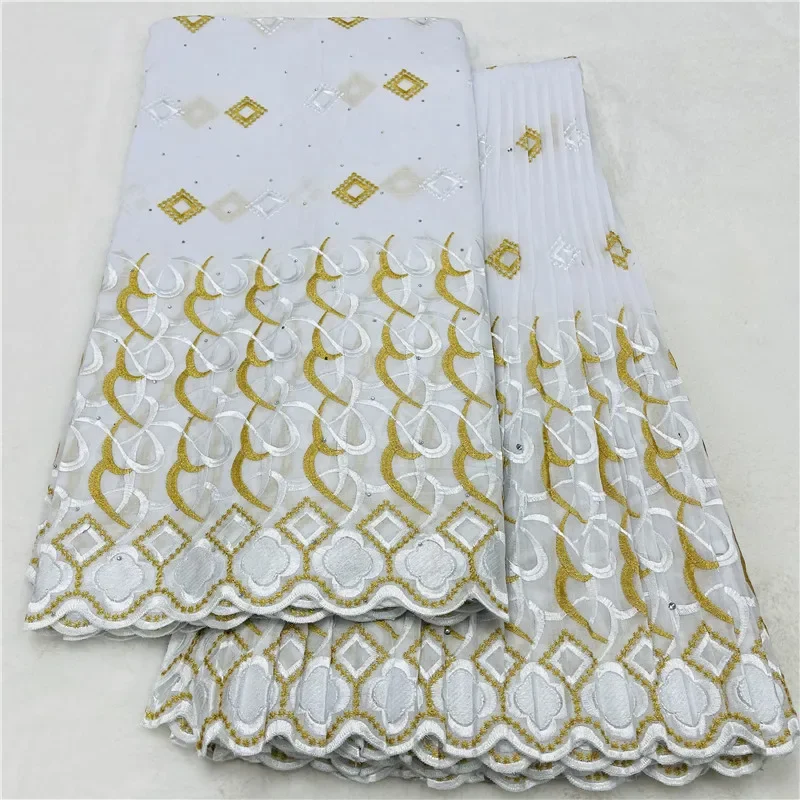 

5+5 Yard Swiss Voile Dry Lace Fabric Lafaya Embroidery African 100% Cotton fold Popular Dubai Style For Party Material 12L29705