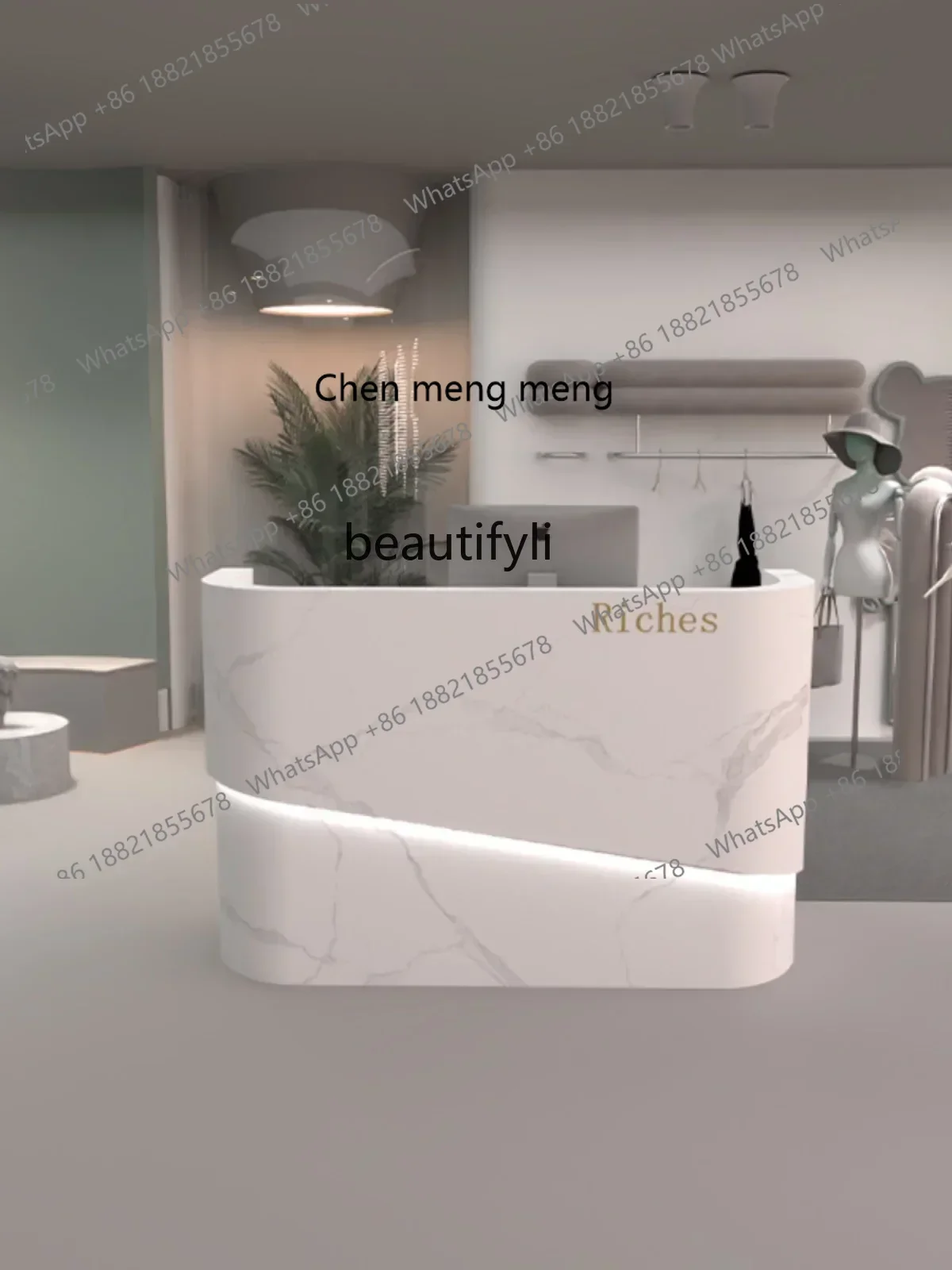 X Ayh Curved Clothing Store Cashier Desk Beauty Salon Front Desk Yoga Studio Hair Salon Bar Counter Reception Table