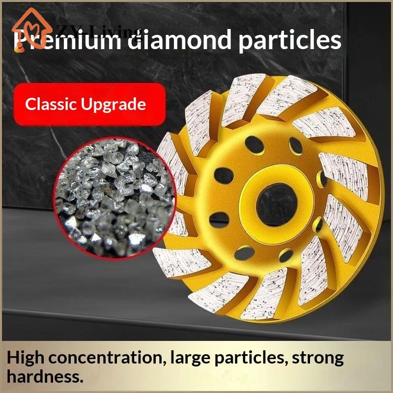 4 Inch Concrete Turbo Diamond Grinding Cup Wheel 12 Segments Heavy Duty For Masonry Grinding Polish