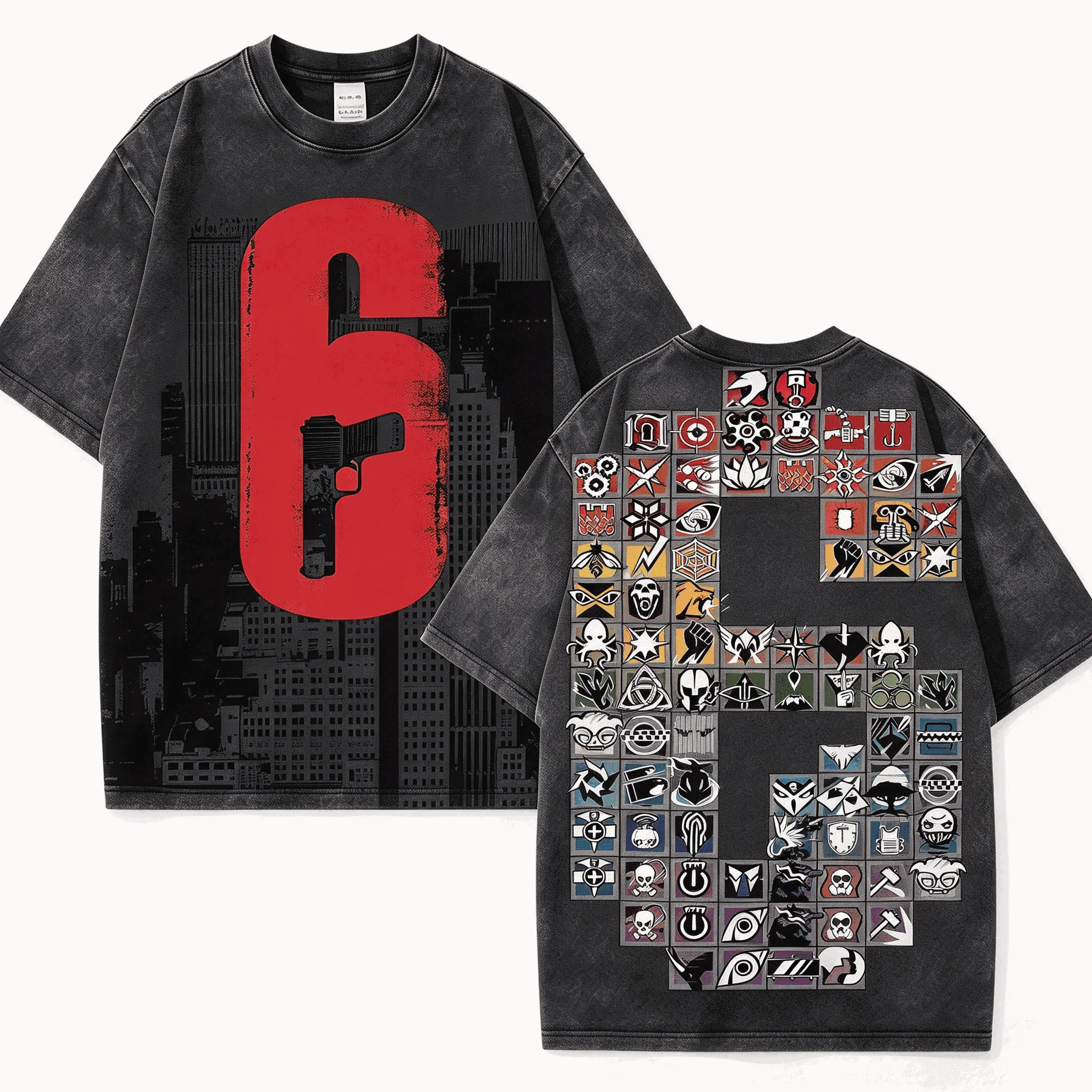 Rainbow Six Siege Washed Vintage Graphic T-shirt Men Women Casual Oversized Unisex Streetwear Trendy Cotton Breathable Couples