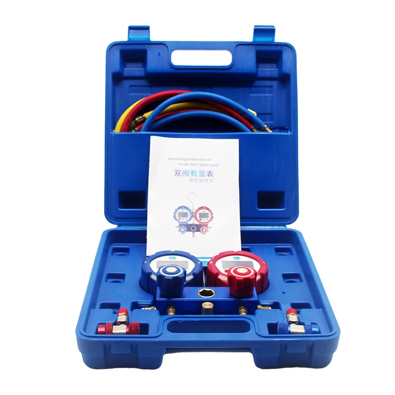 China Useful R410a R134a R22 Two Valve Digital Manifold Pressure Gauge Use for R32