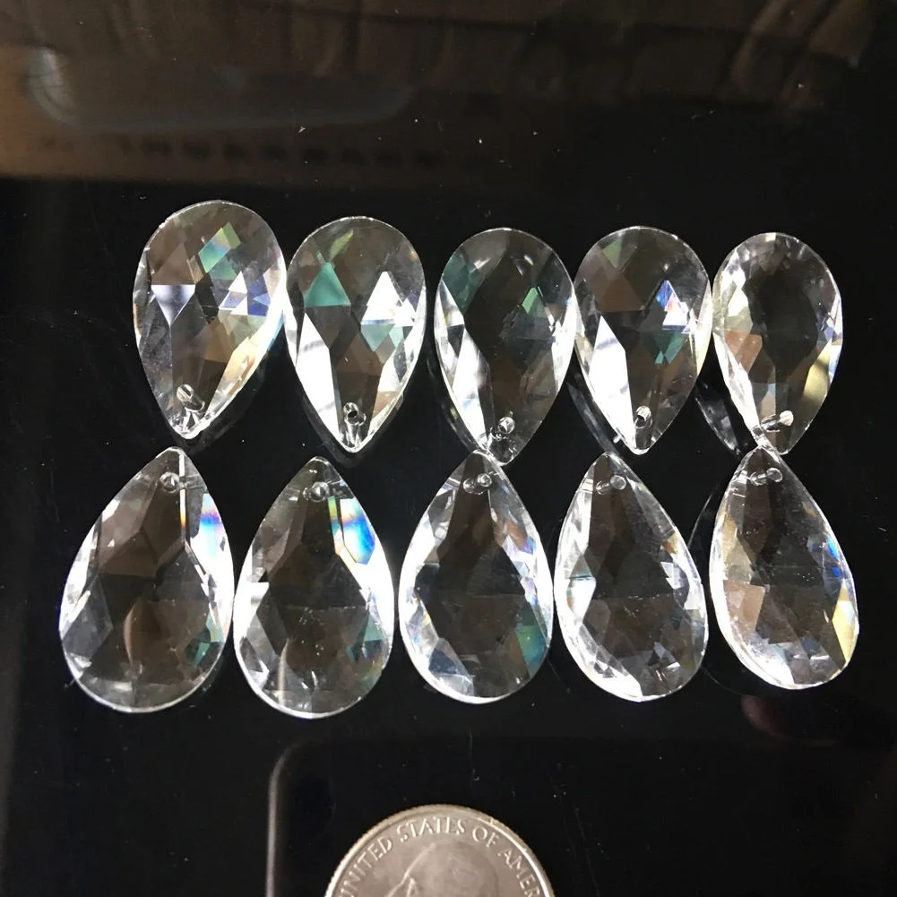 10PCS Sun Catcher Clear Crystal Prism Faceted Teardrop Hanging Pendant Chandelier Crystals for Low Ceiling Spacer Scattered Bead