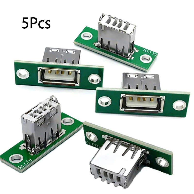 🛒5Pcs USB With Fixed Board Connector DIY Panel Mounting Repair Charging Interface