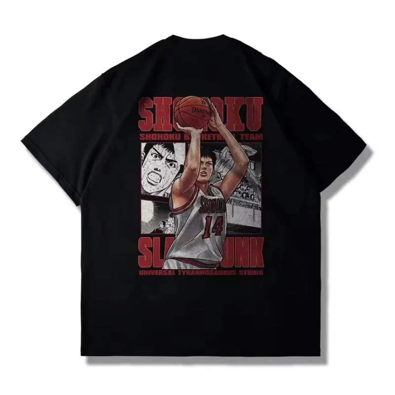 

Japanese Fashion Hot New Anime 2025 SLAM DUNK Big Movie Short Sleeve T-Shirt Summer Loose 100_ Cotton Cherry Blossom Arrangement