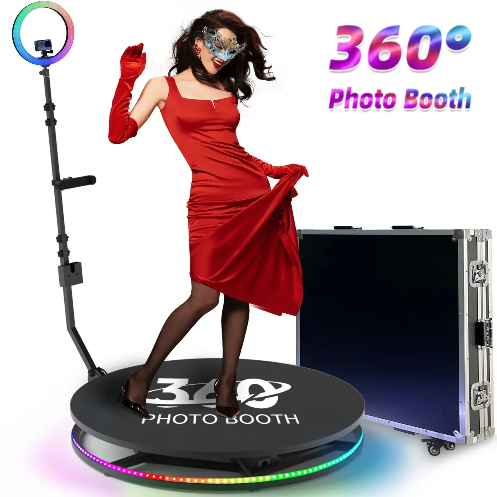 

Spinning 360 Photo Booth Turning Led 360 Party Camera Machine Video Booth Slow Spin Automatic for Party 57 68 80 100 115cm