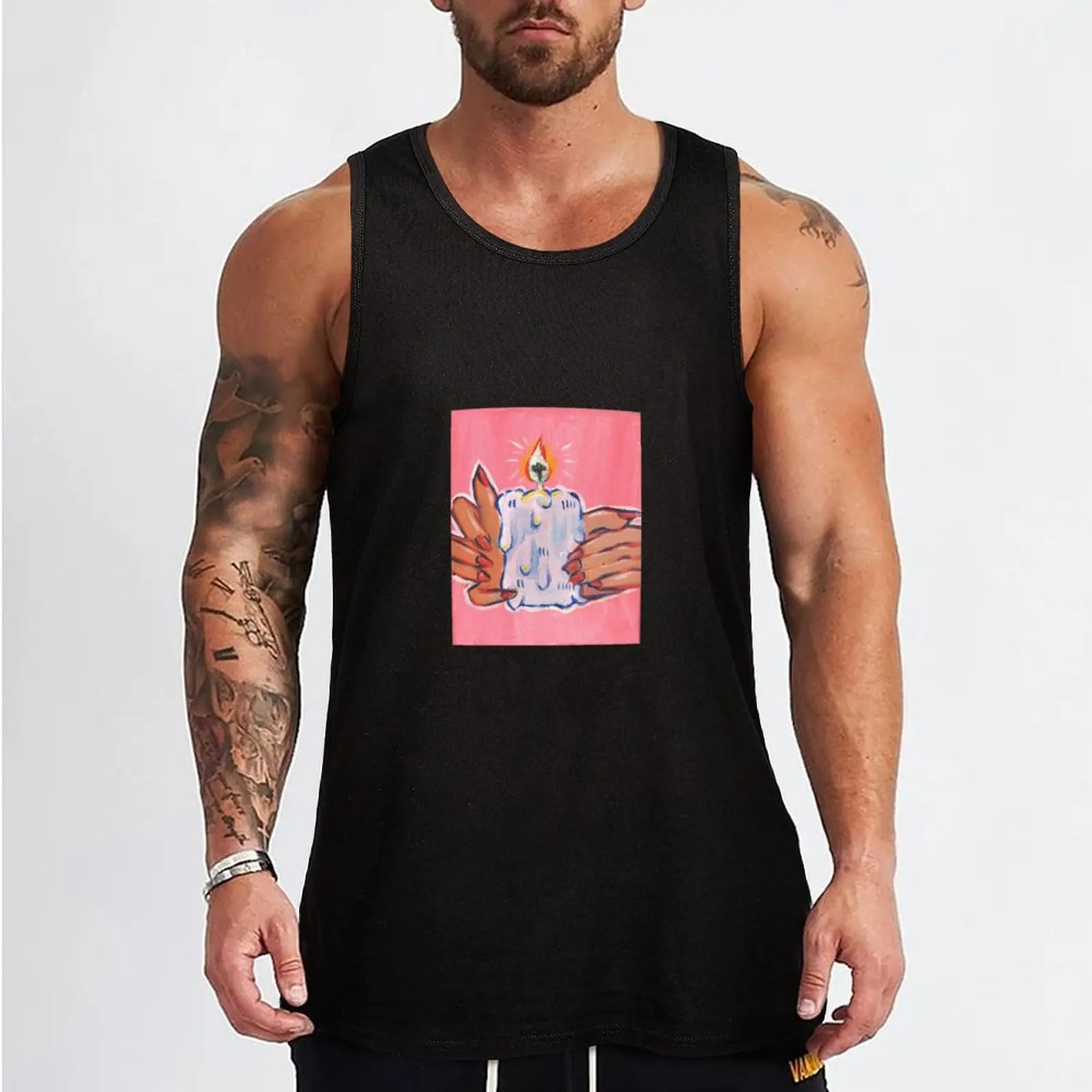 candle Tank Top man vest Sleeveless T-shirt Men's clothing brands