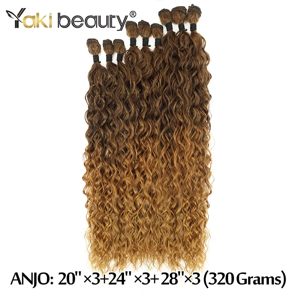 Synthetic Curly Hair Extensions 20 24 28Inch Long Kinky Curly Bundles Organic Fake Hair Water Wave Heat Resistant High Quality