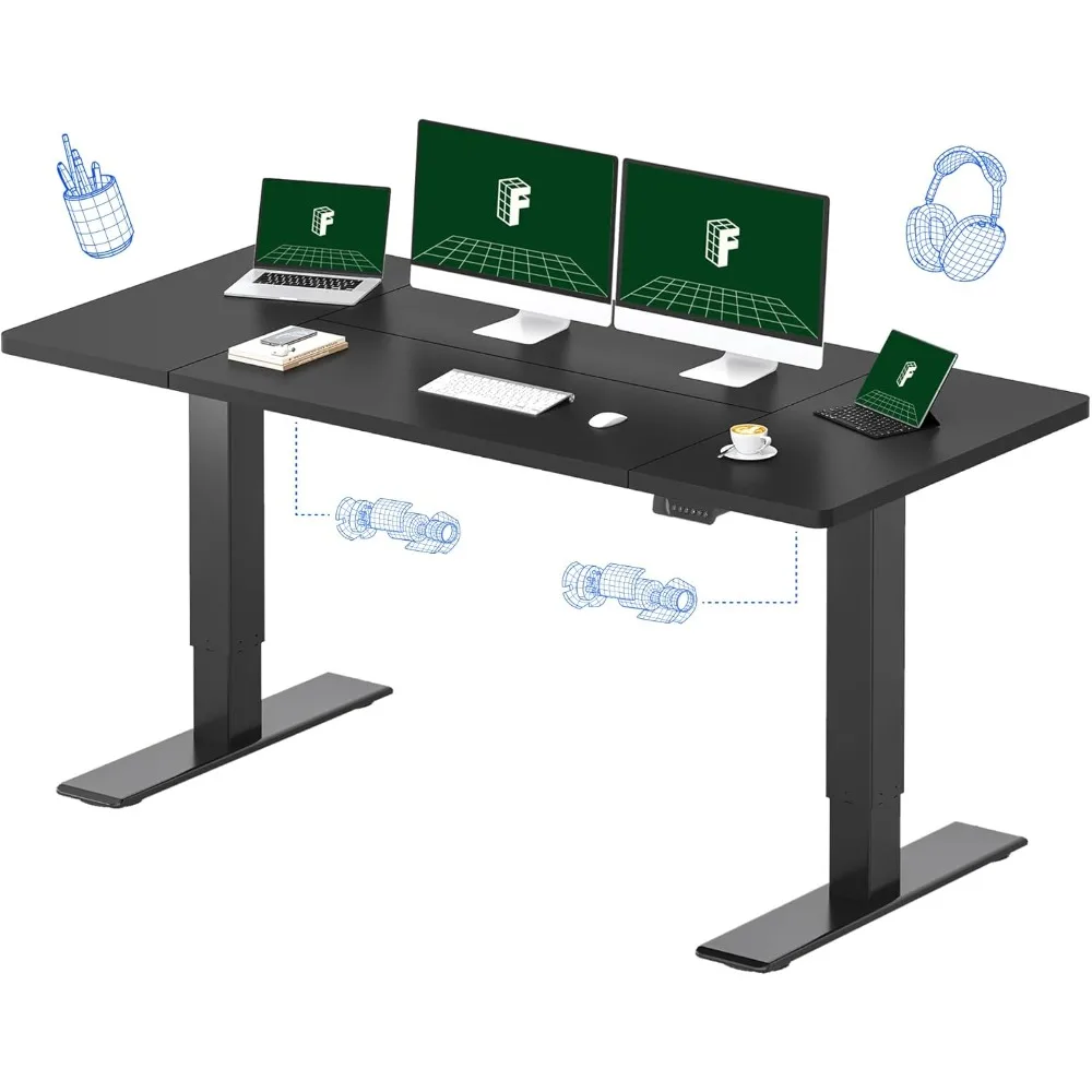 

71 x 32 Inch Dual Motor Standing Desk, Computer Desk with Memory Controller, Home Office Desk with Splice Board (Black Frame +