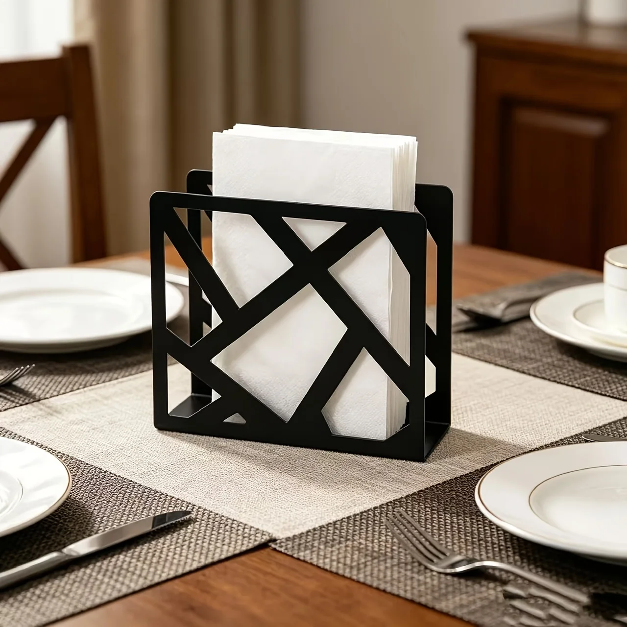 CIFBUY Vintage Light Luxury Iron Tissue Paper Holder Creative Durable Napkin Stand for Dining Room Kitchen Table Decor  Gift