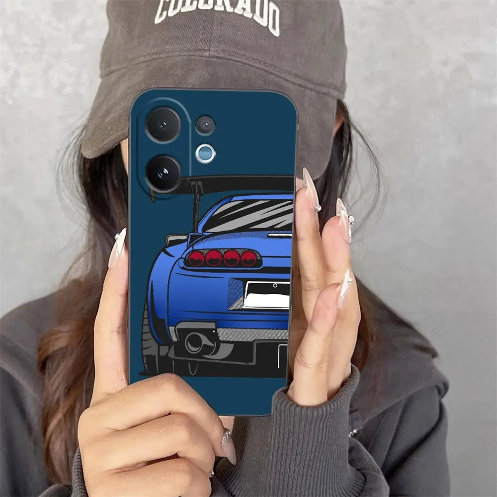Phone Case For VIVO V70 V60 V50 V40 LITE V20 V21 V23 V23E V25 V25E V27 V27E V29 V29E V30 Shell Case Cover Cartoon JDM Sports Car