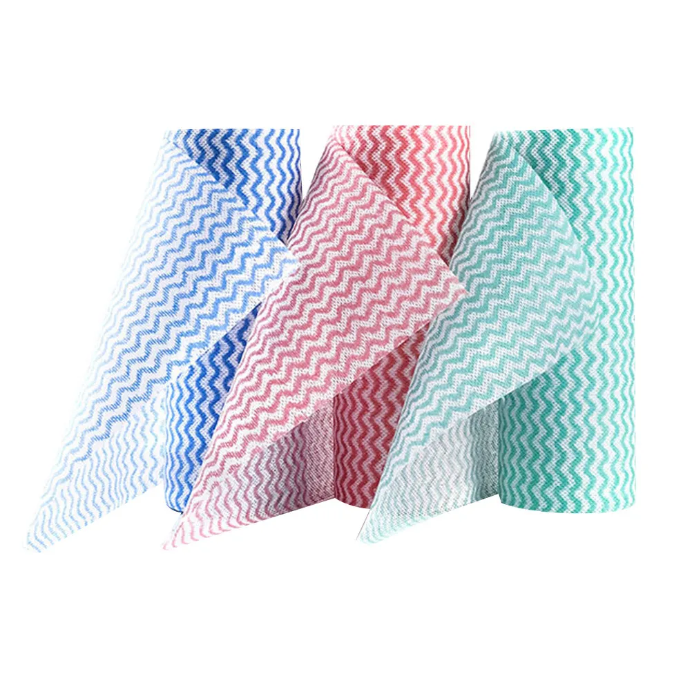 Non-Woven Fabric Disposable Kitchen Cleaning Wipes Roll Tear Off Multipurpose Kitchen Cloth Wet Dry Use for Home Automotive