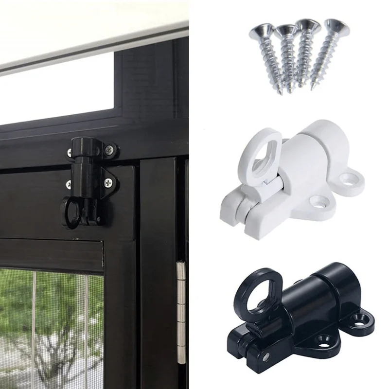 1SetHome Security Sliding Door Latch Alloy Spring Door Bolt with Pull Ring Window Gate Anti-Theft Hasp Lock Window Lock Security