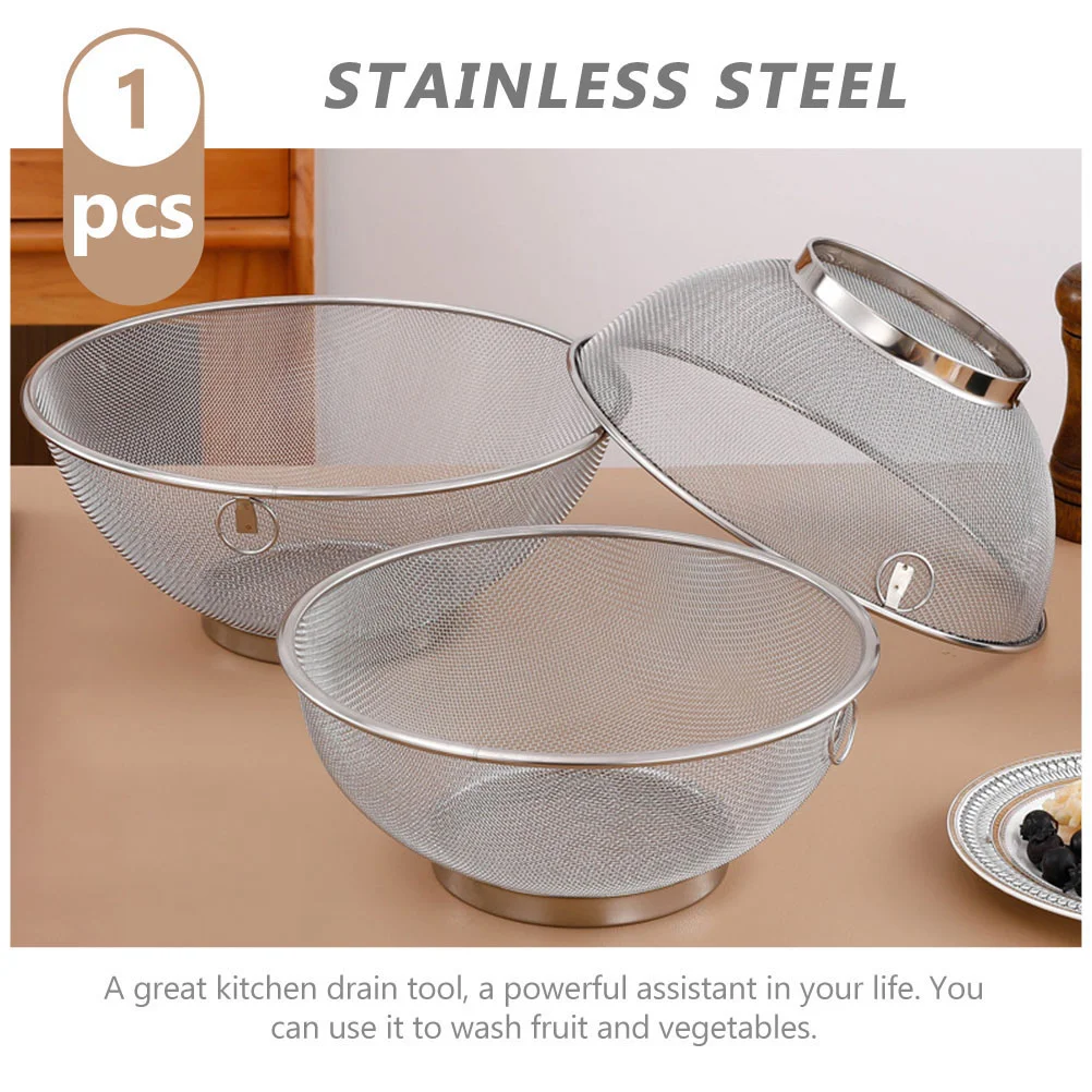 Stainless Steel Mesh Strainer for Kitchen Fruit Vegetable Draining Basket Fine Mesh Rice Washer Lasting