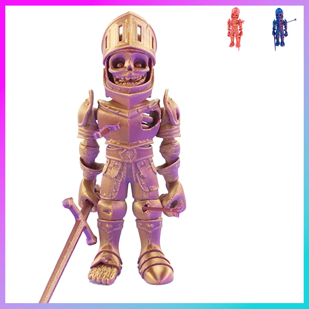 3D Printed Toys Skeleton Knight Figures Model Multi-joint Movable Ornament Decorative Desktop Creativity Novelty Kids Gifts Toy